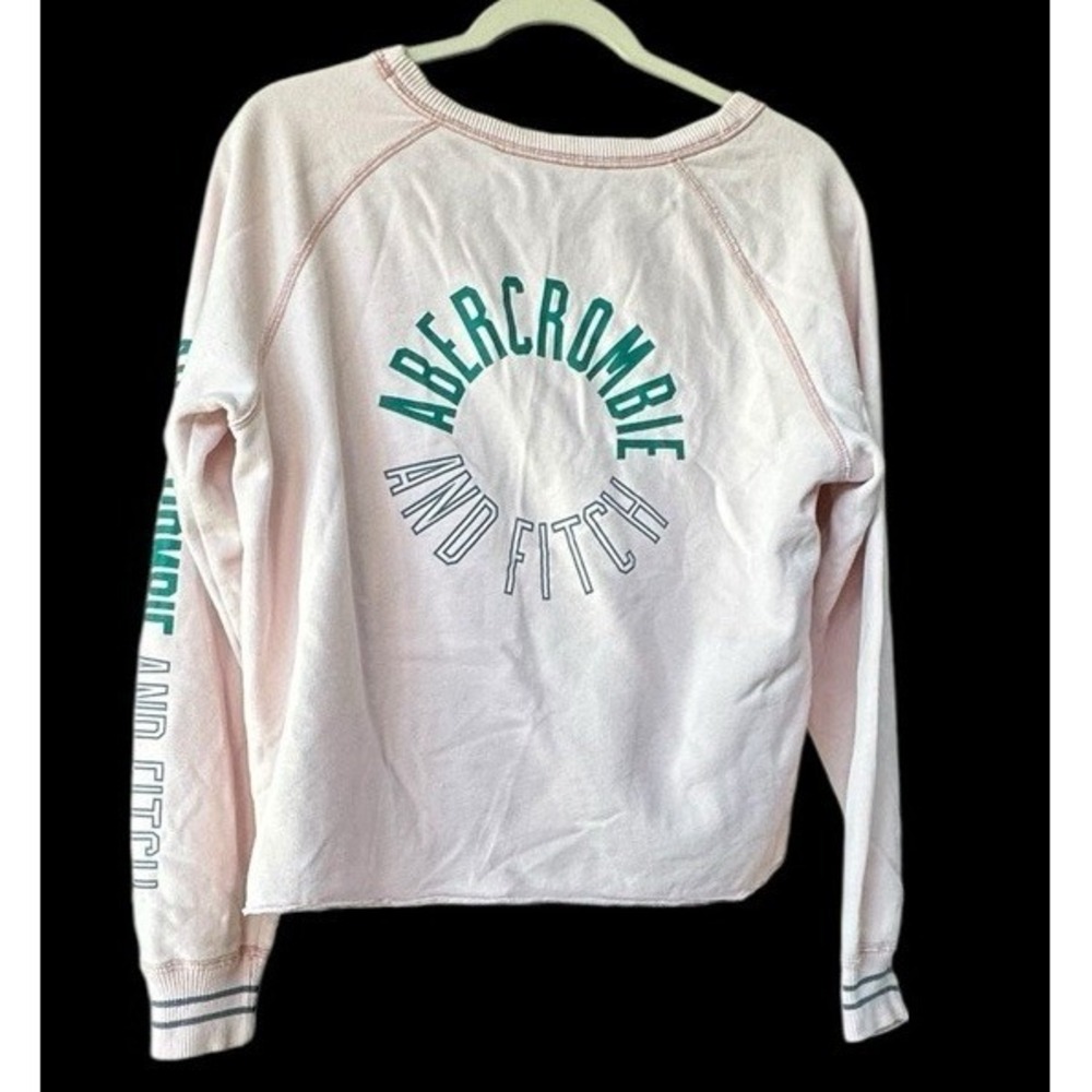 Abercrombie & Fitch Y2K Sweatshirt Pullover M Pink Oversize Crop Spell Out Read
